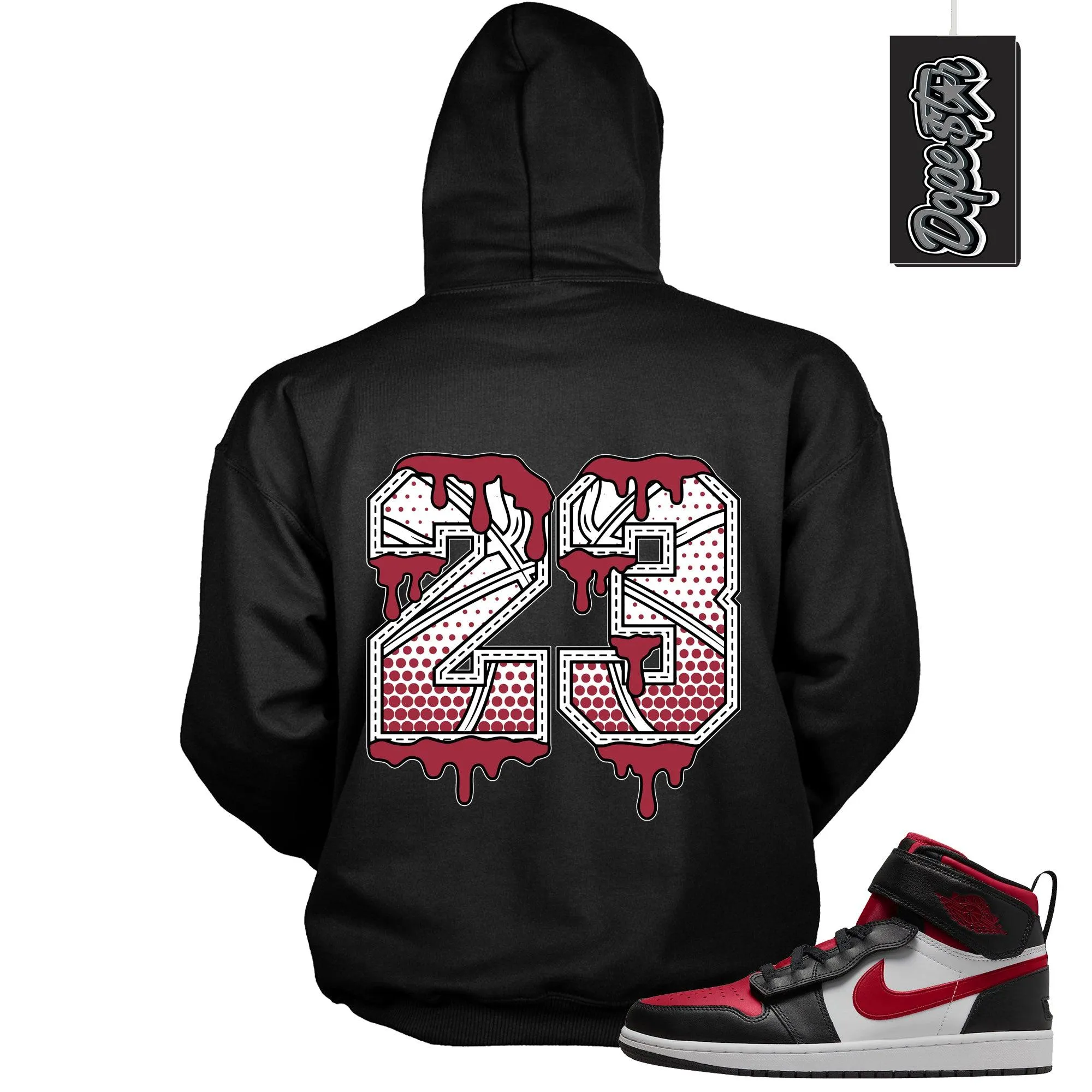 1 High FlyEase Black White Fire Red Hoodie 23 Ball