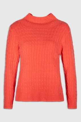 15069003 Cable Knit High Neck Sweater - Sand