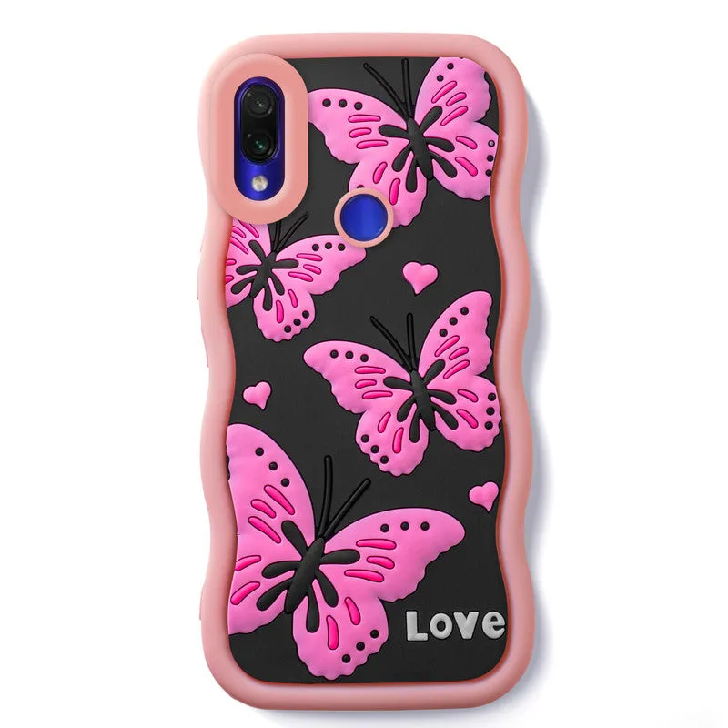 3D Silicone Soft Wave Edges Mobile Back Case For Redmi Note 7