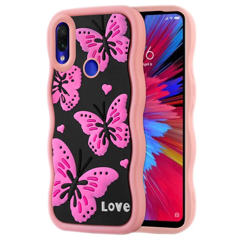 3D Silicone Soft Wave Edges Mobile Back Case For Redmi Note 7