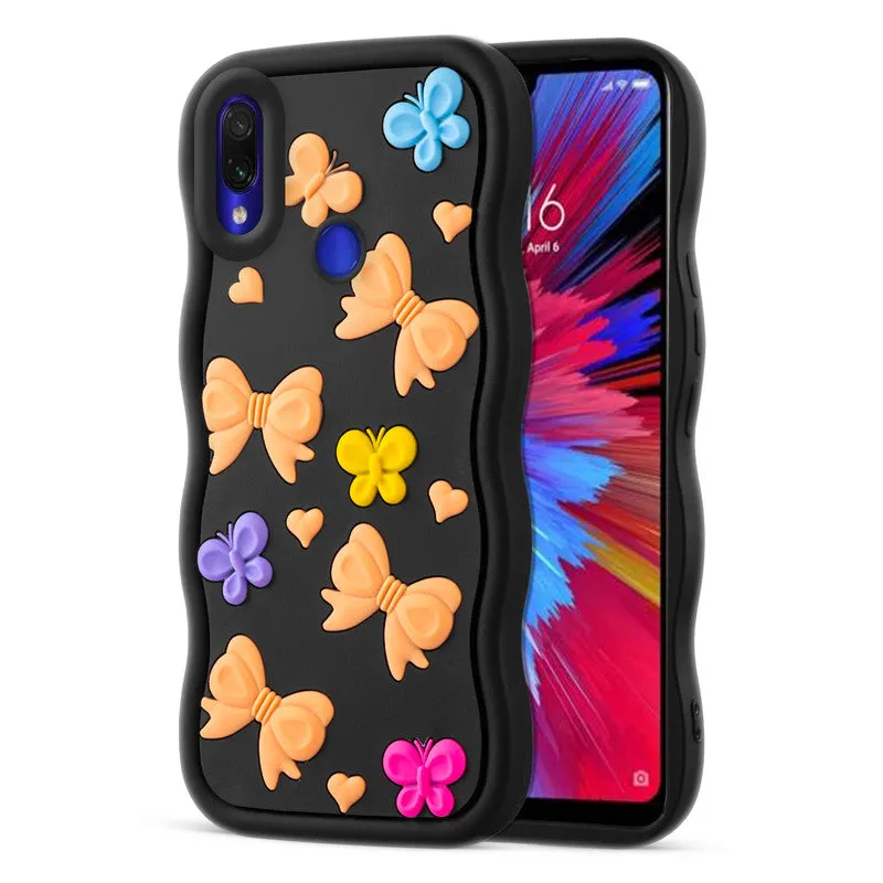 3D Silicone Soft Wave Edges Mobile Back Case For Redmi Note 7