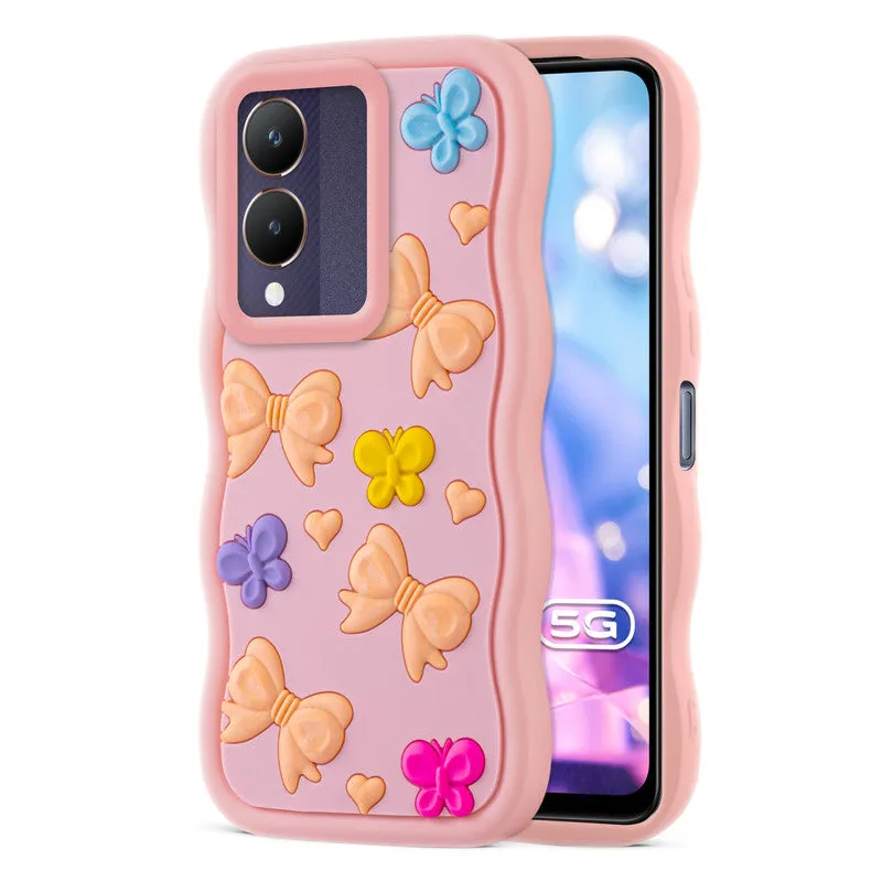 3D Soft Silicone Wave Edges Mobile Back Case For Vivo Y28 5G