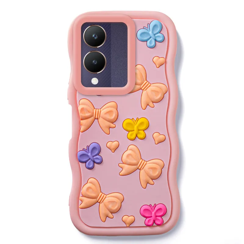 3D Soft Silicone Wave Edges Mobile Back Case For Vivo Y28 5G