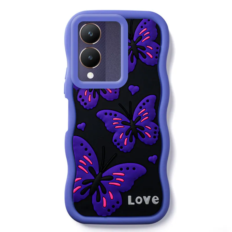 3D Soft Silicone Wave Edges Mobile Back Case For Vivo Y28 5G