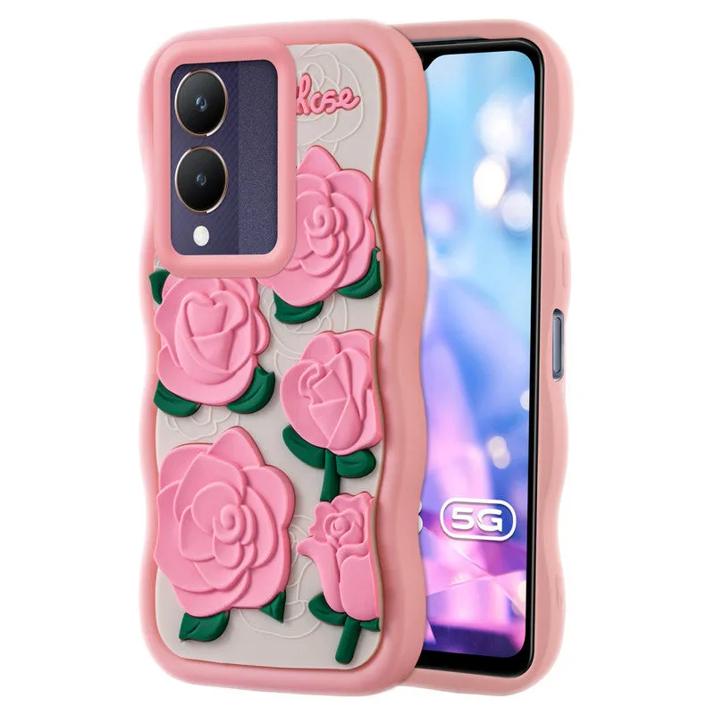 3D Soft Silicone Wave Edges Mobile Back Case For Vivo Y28 5G