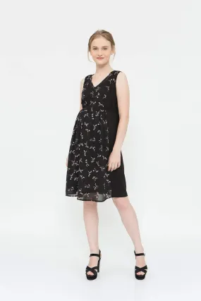 Agatha Sleevelees Dress Sprigs Black