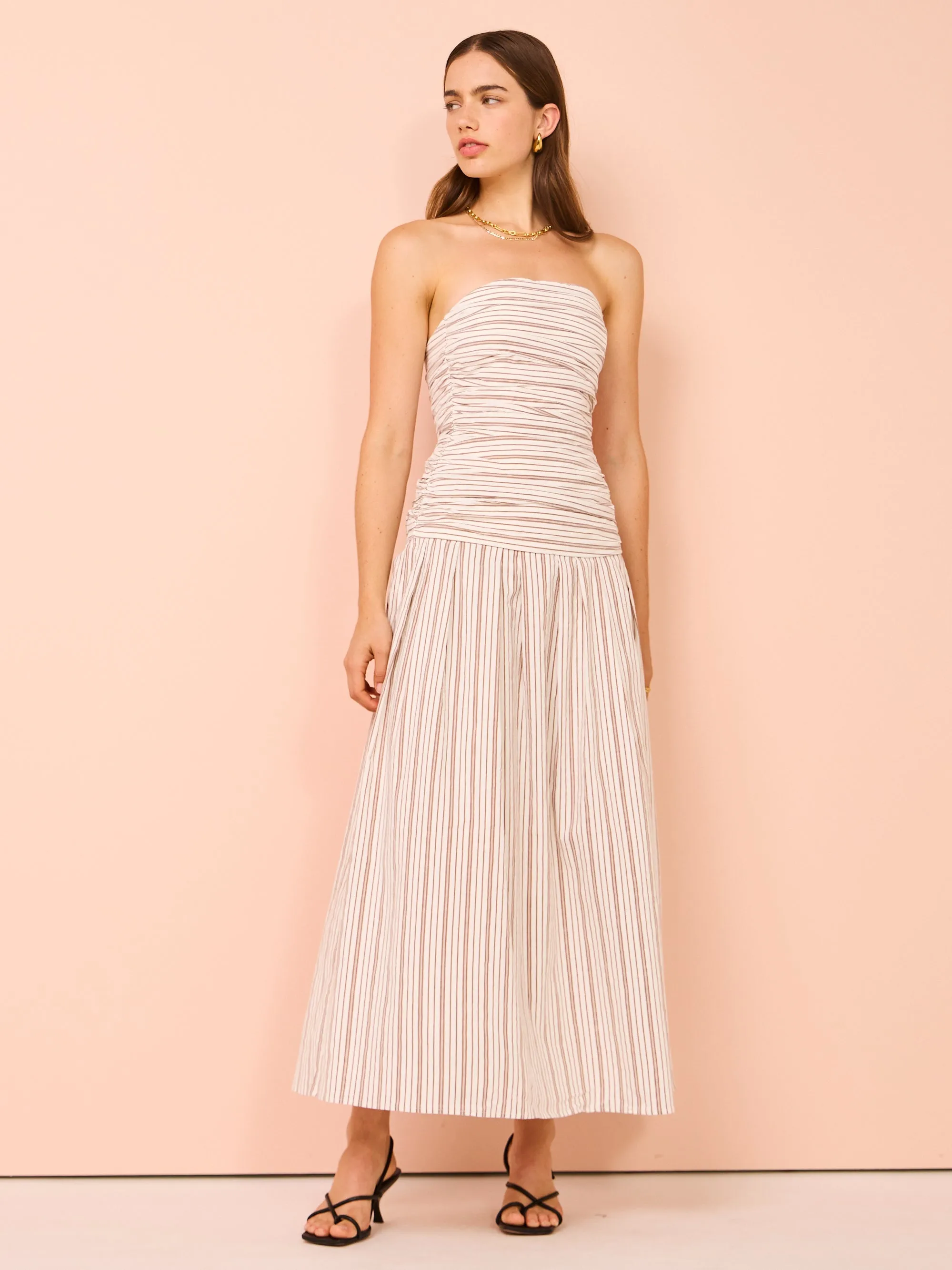 Anna Quan Isadora Dress in Tobacco Stripe