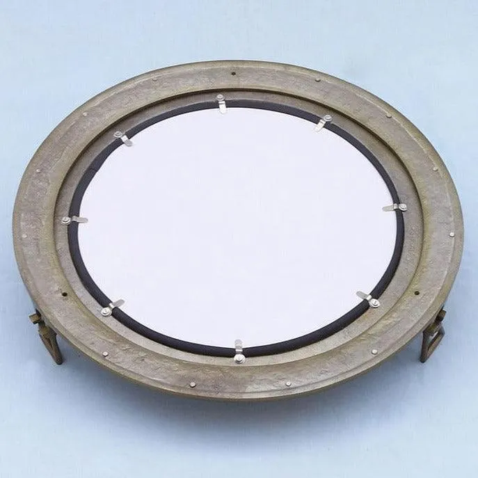 Antique Brass Porthole Mirror 20" Nautical Style Decor