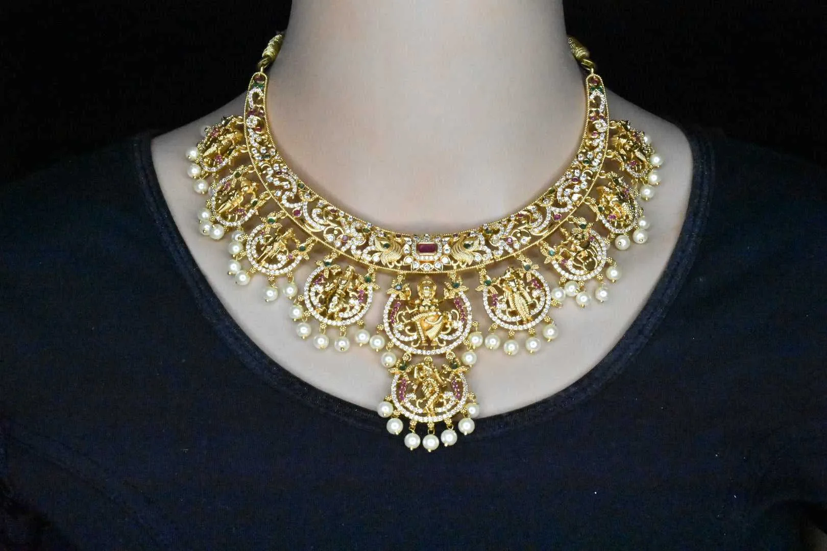 Antique gold Dashavataram necklace