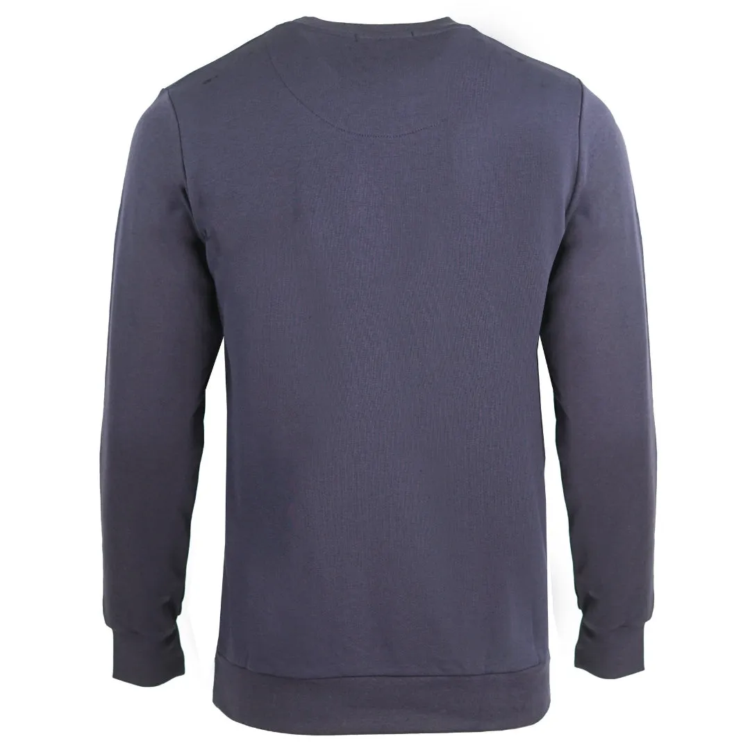 Aquascutum Large Crest Crew Neck Navy Sweatshirt