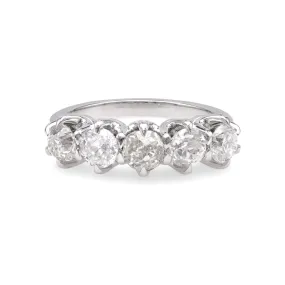 Art Deco Style 5 Stone Diamond Wedding Band