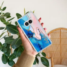 Blue Gradient Marble Customize Transparent Silicon Case For Nothing