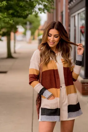 Bold Textured Stripes Cardigan