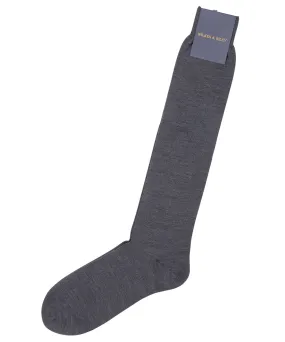 Charcoal Flat Knit Zegna Baruffa  Merino Wool - Over the Calf