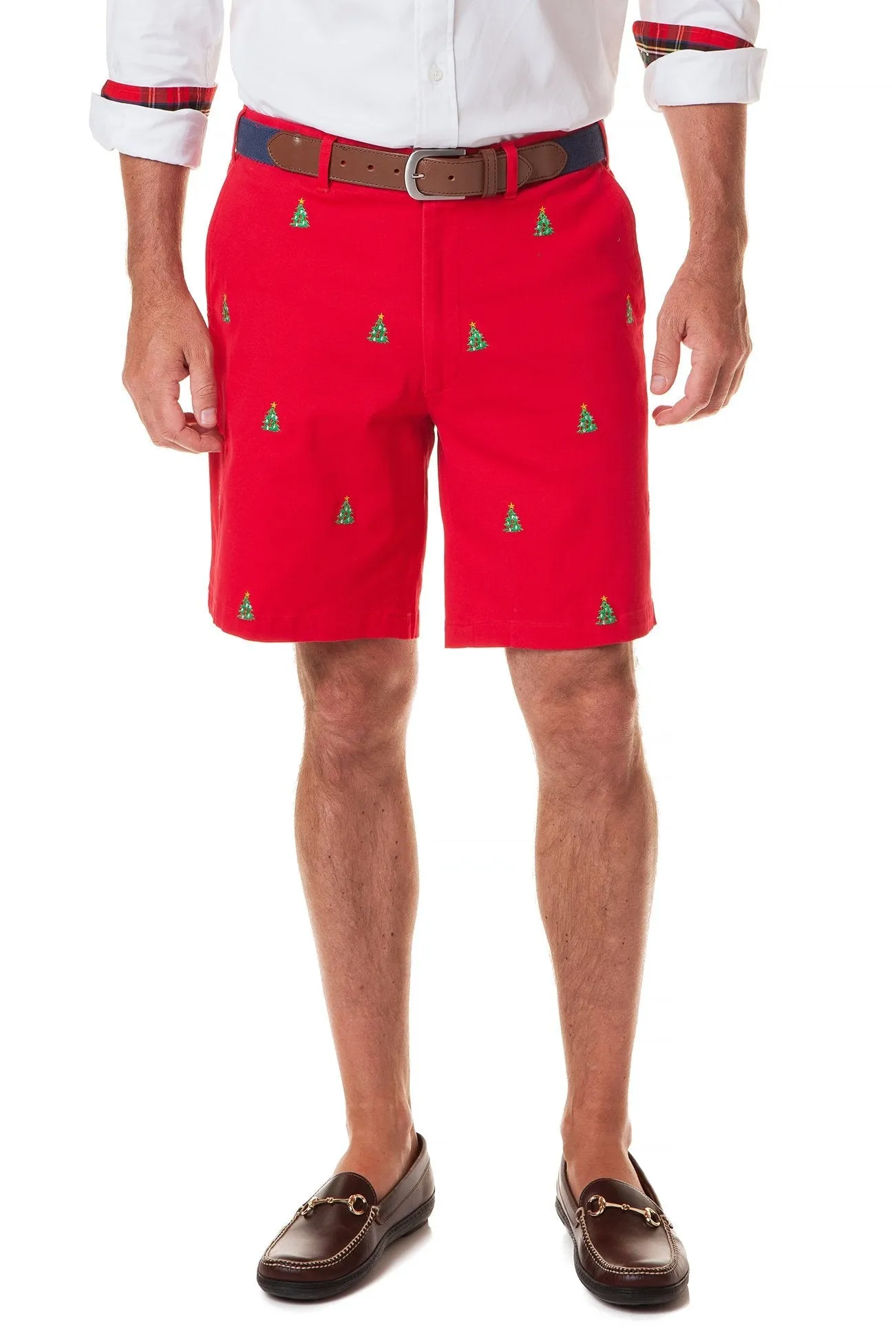 Cisco Short Stretch Twill Bright Red with Christmas Tree