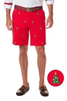 Cisco Short Stretch Twill Bright Red with Christmas Tree