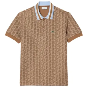 Classic Fit Contrast Collar Monogram Motif Polo Brown/Blue - SS24