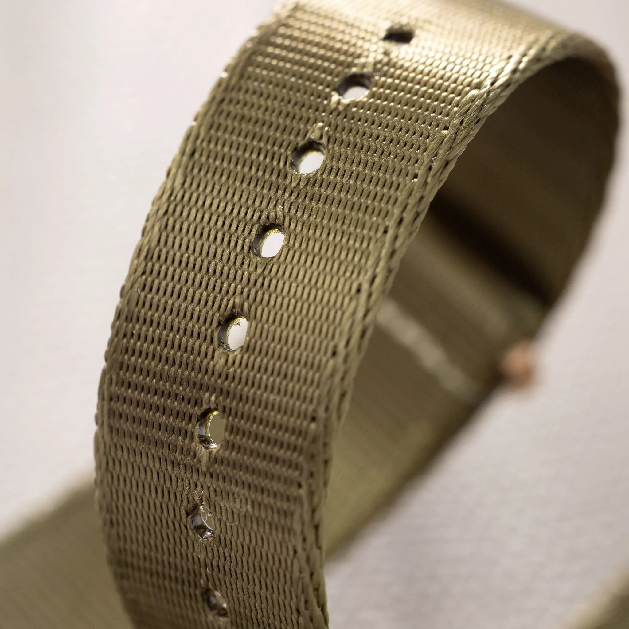 Deluxe Nylon Single Pass Watch Strap Olive Drab Green - Rose Gold