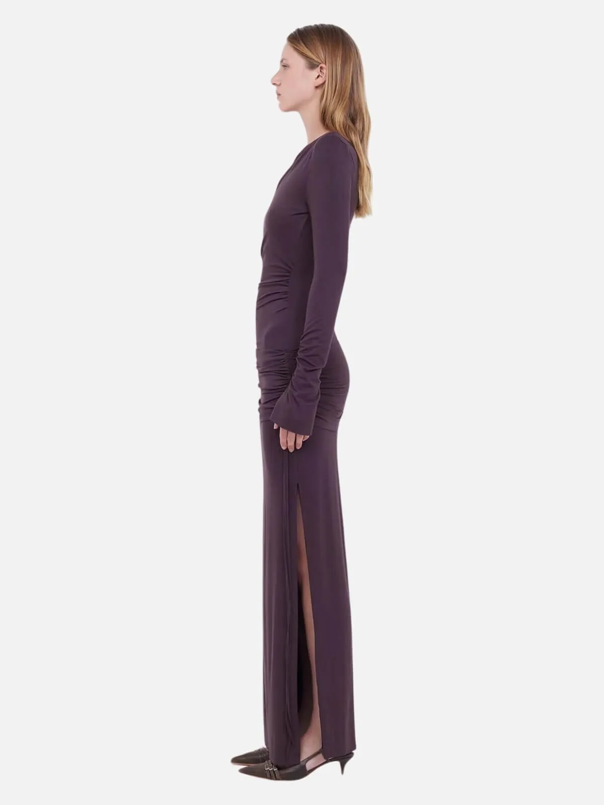 Elissa Long Sleeve Dress - Aubergine