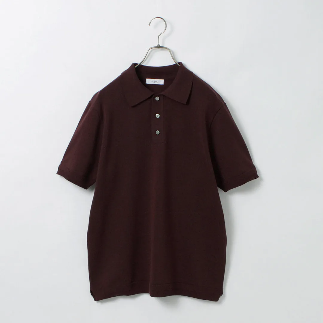 FUJITO / Knit Polo Easy Solid Collar