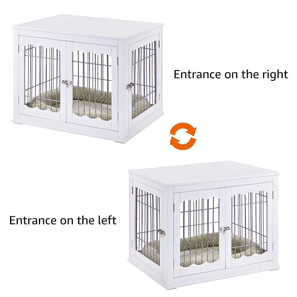 Furniture Style White Dog Crate for Medium Dogs,