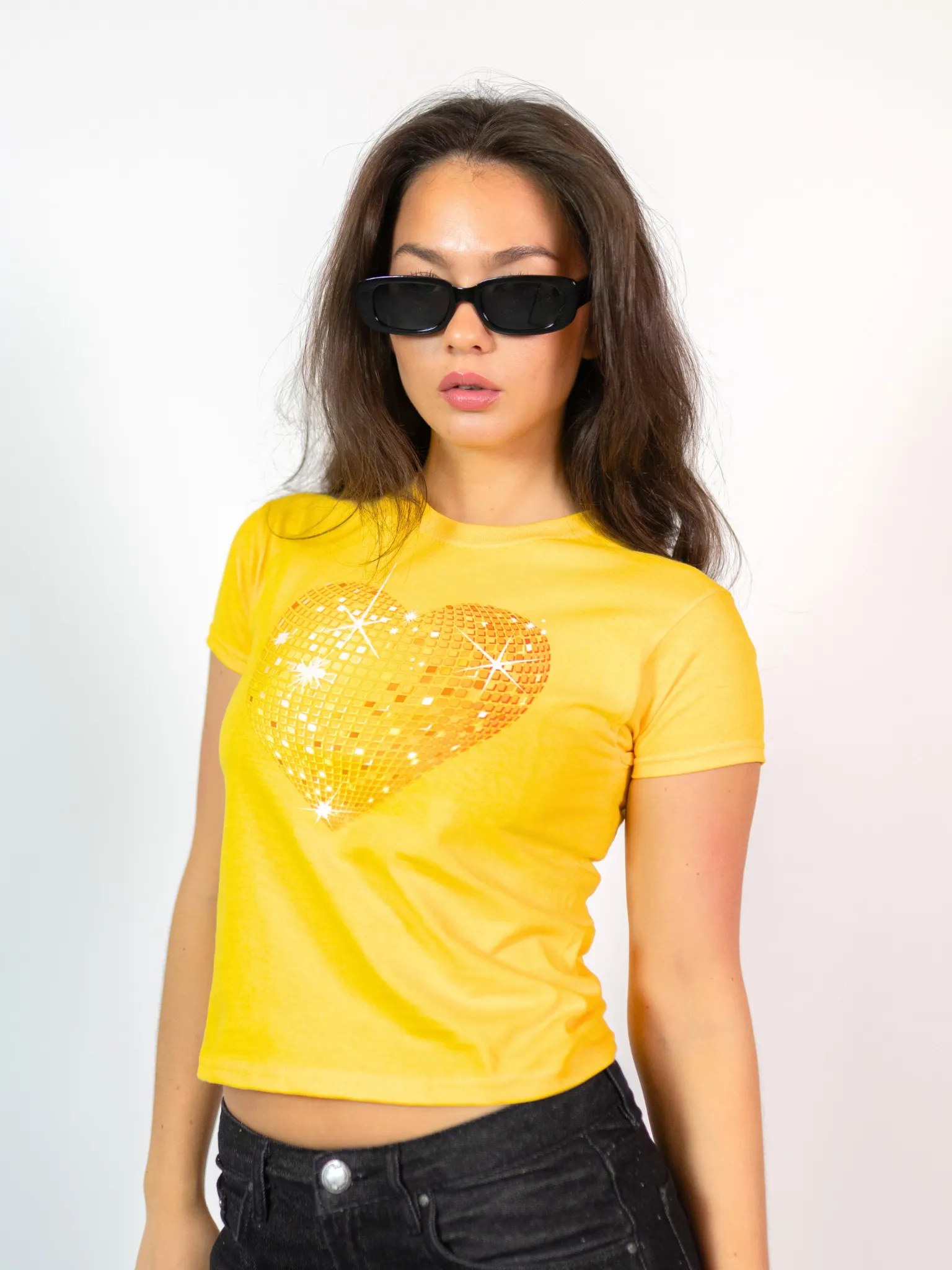 HEART DISCO (GUL) BABY TEE - GUL