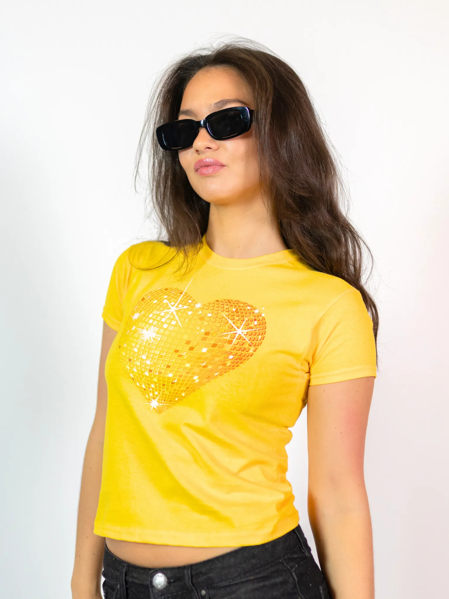 HEART DISCO (GUL) BABY TEE - GUL