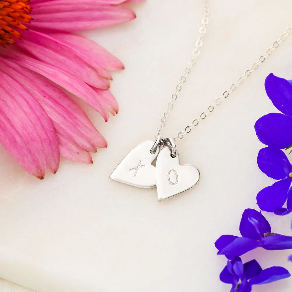 Hearts Initial Necklace With Custom Photo Merry Christmas Wish Gift For Big Sister