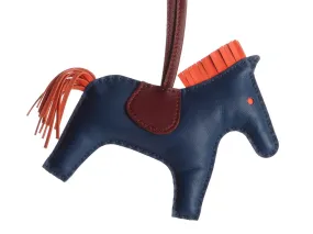 Hermès Bleu de Malte Lambskin Grigri Rodeo Horse Bag Charm MM