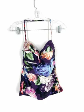 La Blanca Size 10 Purple/Multi Floral Ruched Swimwear 2-PC Swimsuit