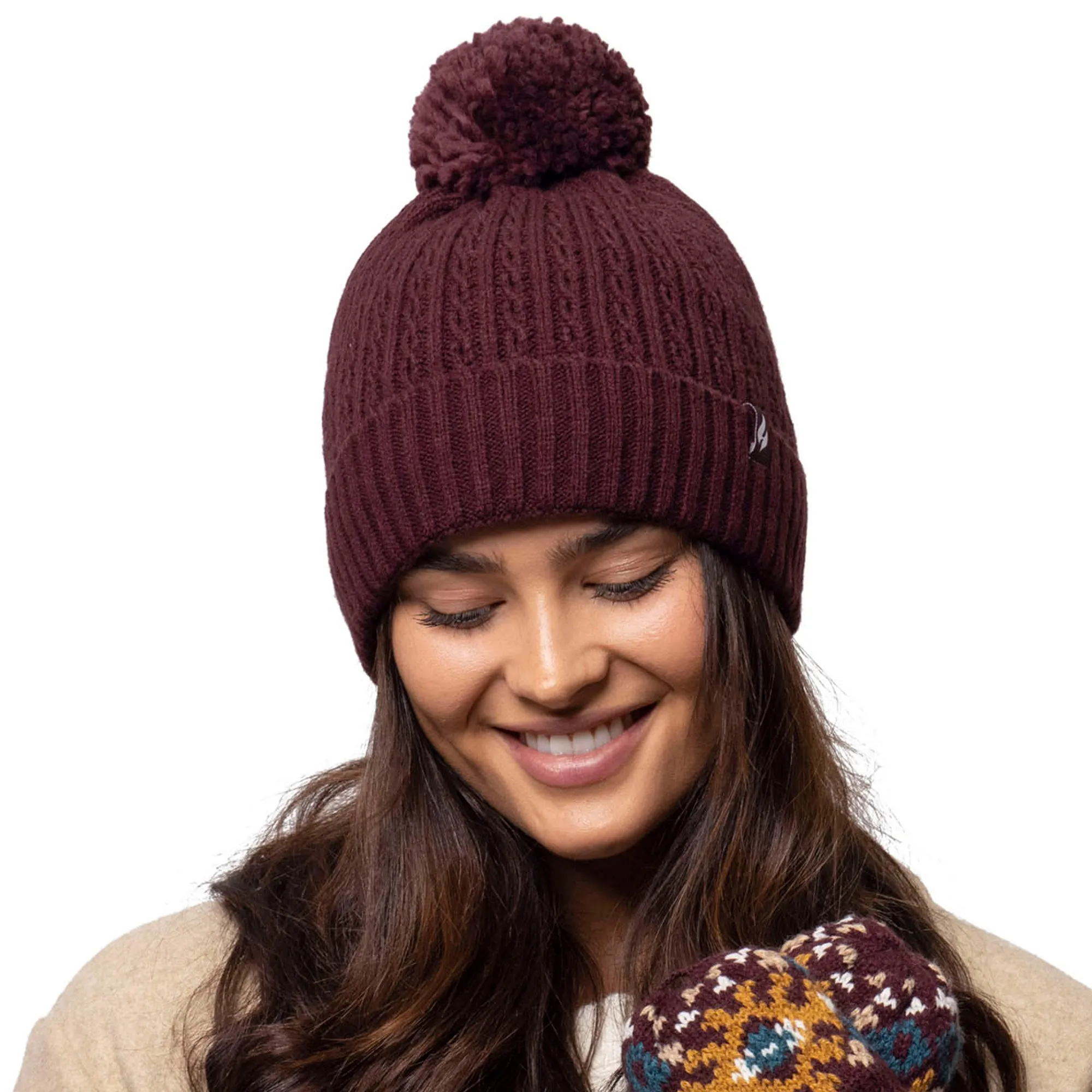 Ladies Ellery Pom Pom Hat - Wine