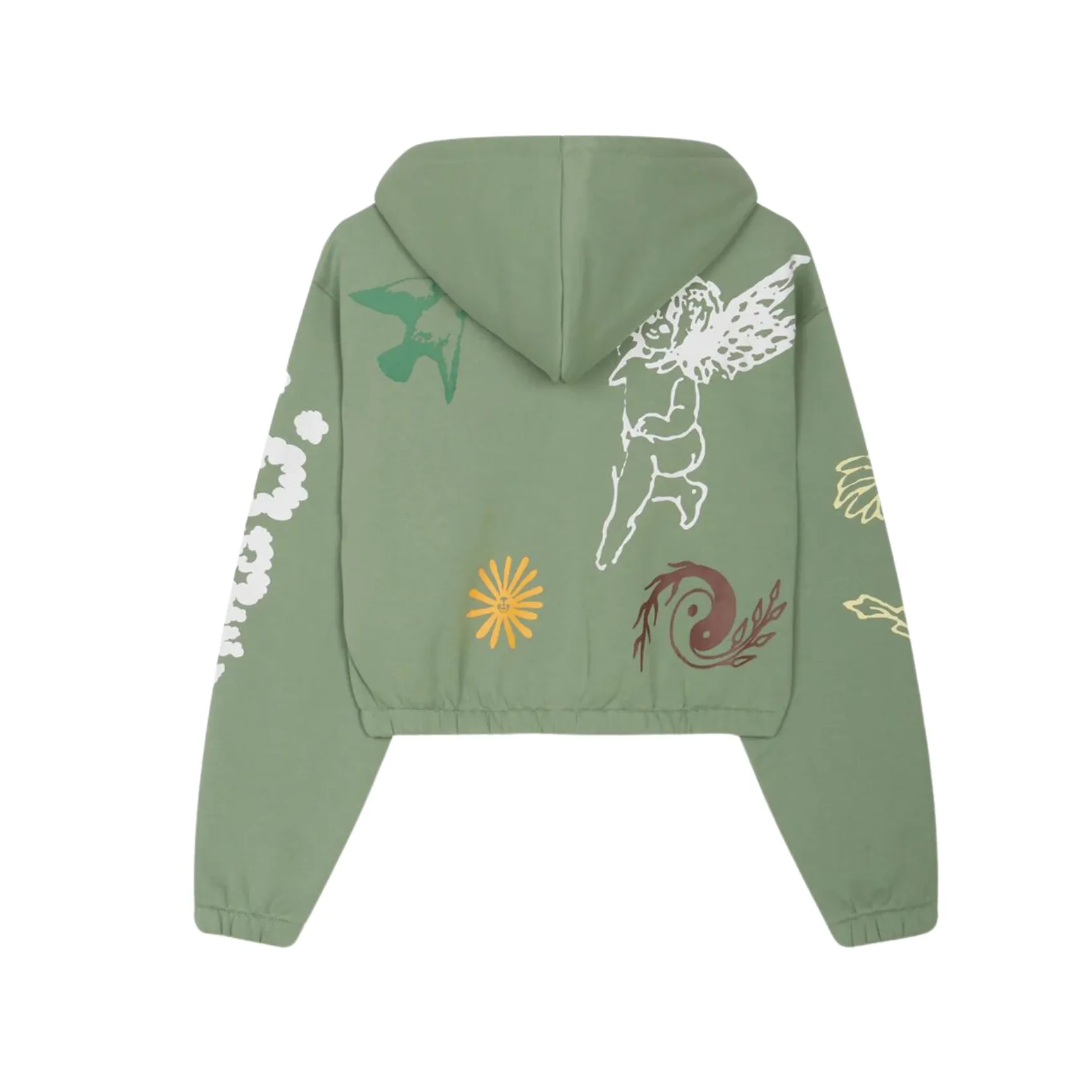 Line Cropped Zip Up Hood - Jade