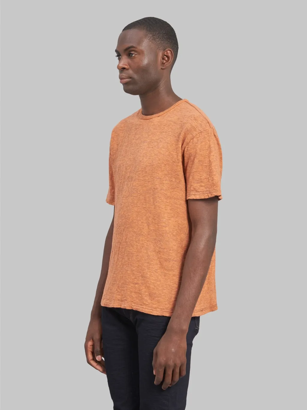 Loop & Weft Super Slub Tube Knit Double Binder Crewneck T-Shirt Roast Orange