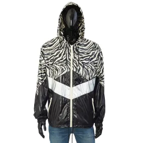 Loose Cut Jacket With Zebra Look & Nylon Coating