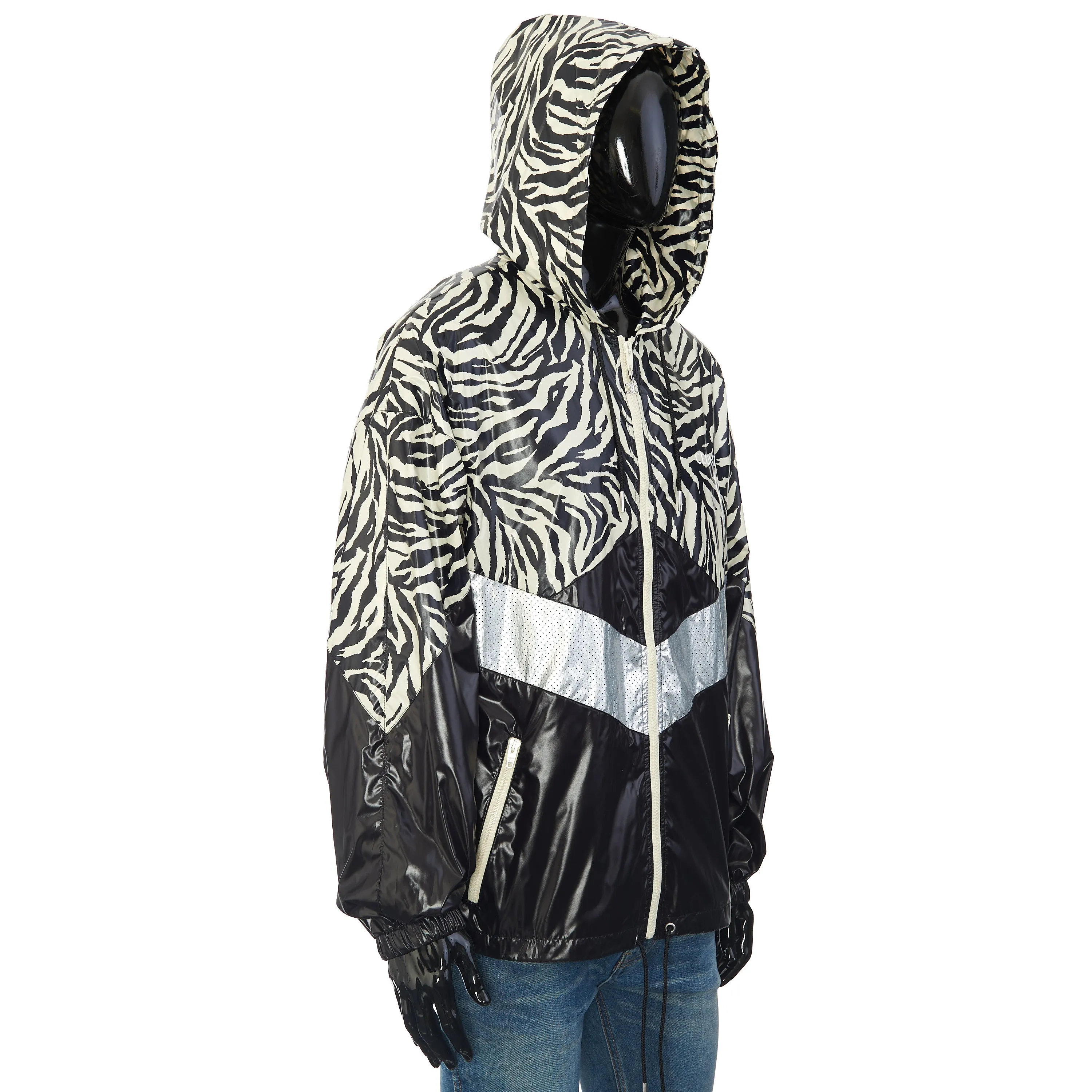 Loose Cut Jacket With Zebra Look & Nylon Coating