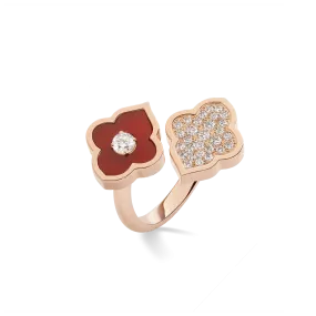 LUCE COLOUR - RING TOI ET MOI ROSE GOLD PAVE CORNELIAN & 1 DIAMOND