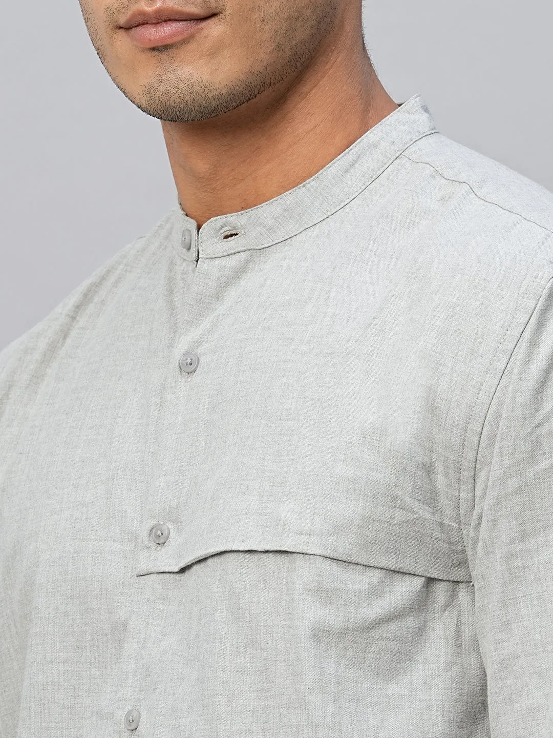 Men's Grey Cotton Regular Fit Shirt