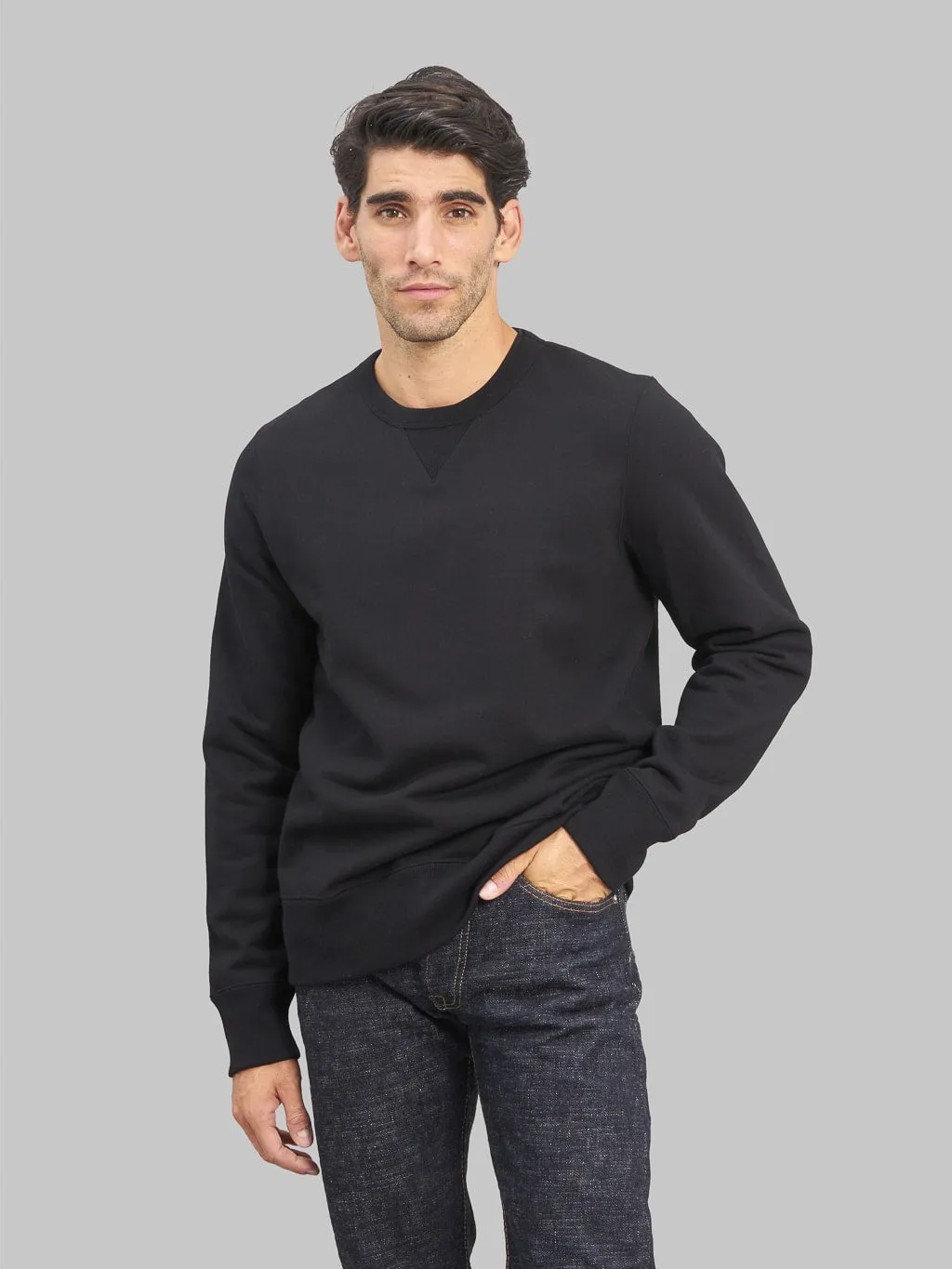 Merz b. Schwanen 3S48 Loopwheeled 14oz Classic Fit Heavy Sweatshirt Deep Black