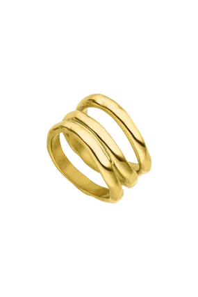 Molten Triple Ring 14K Gold Plated