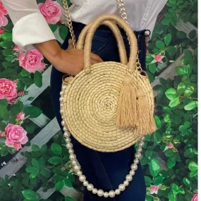 Palm Purse Tassels Pearl Chain Handels