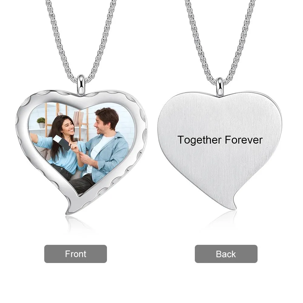 Personalized Heart Photo Engraved Locket Necklace Best Gift For Grandparents