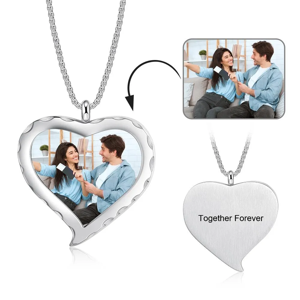 Personalized Heart Photo Engraved Locket Necklace Best Gift For Grandparents