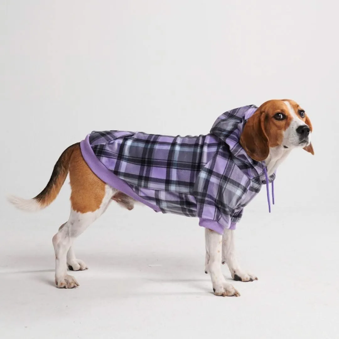 Purple Plaid Dog Hoodie