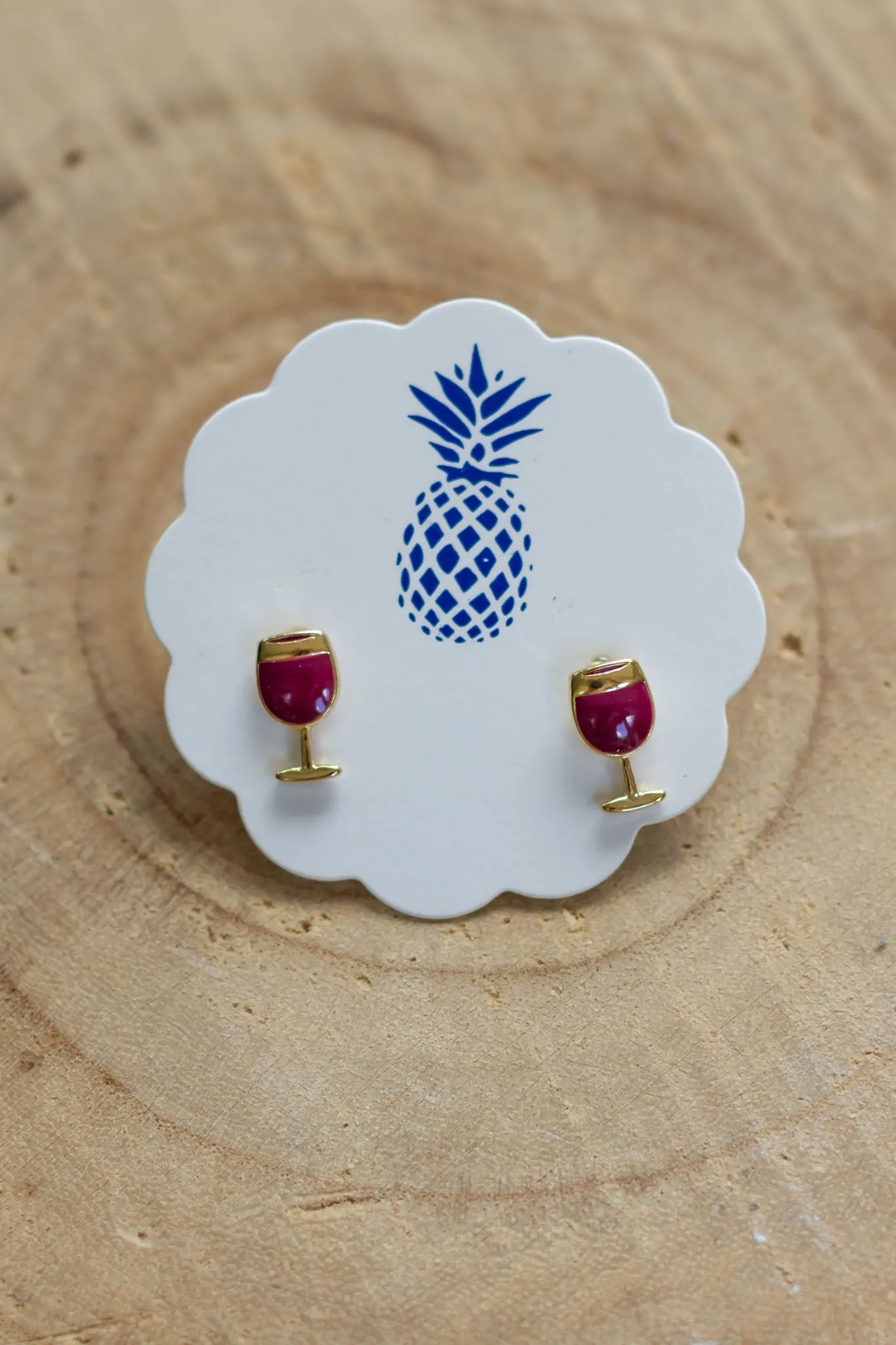 Red Wine Glass Signature Enamel Studs