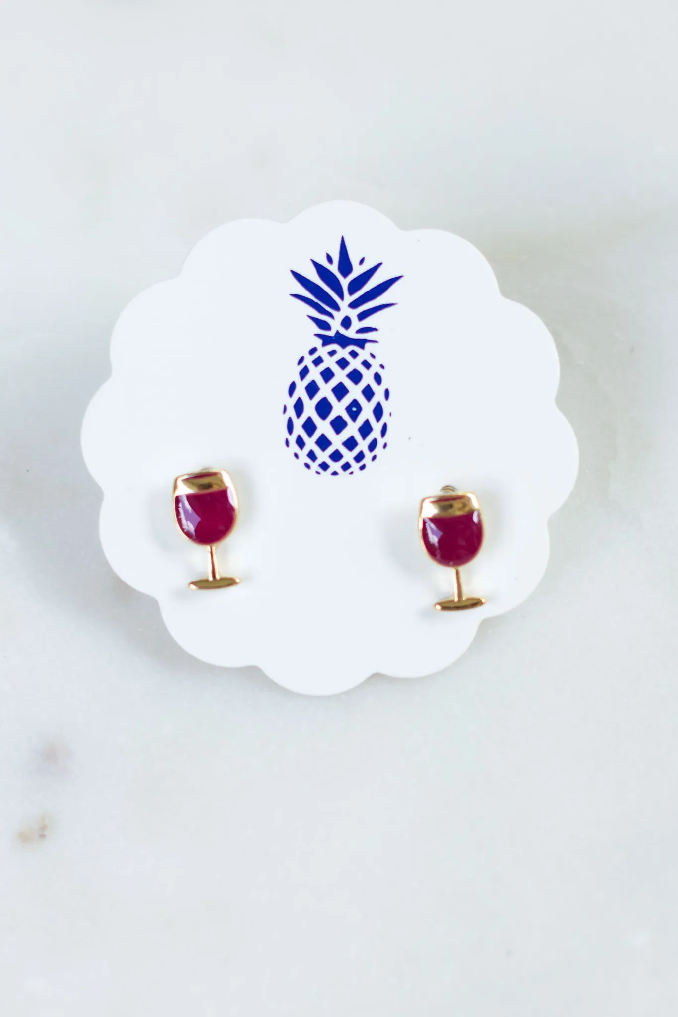 Red Wine Glass Signature Enamel Studs