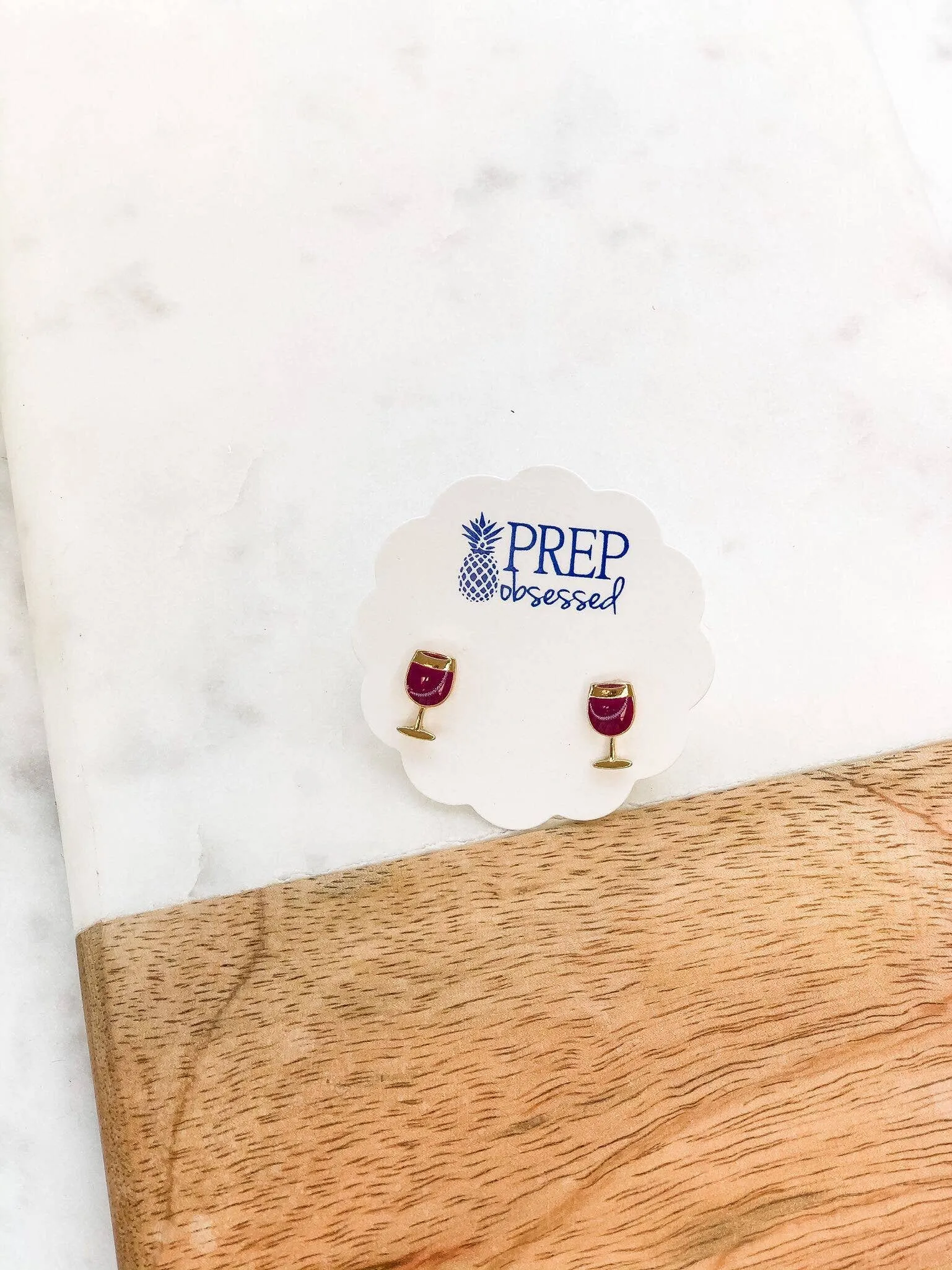 Red Wine Glass Signature Enamel Studs