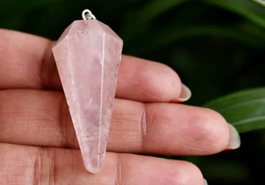 Rose Quartz Faceted Hexagon Pendulum, Crystal Pendulum