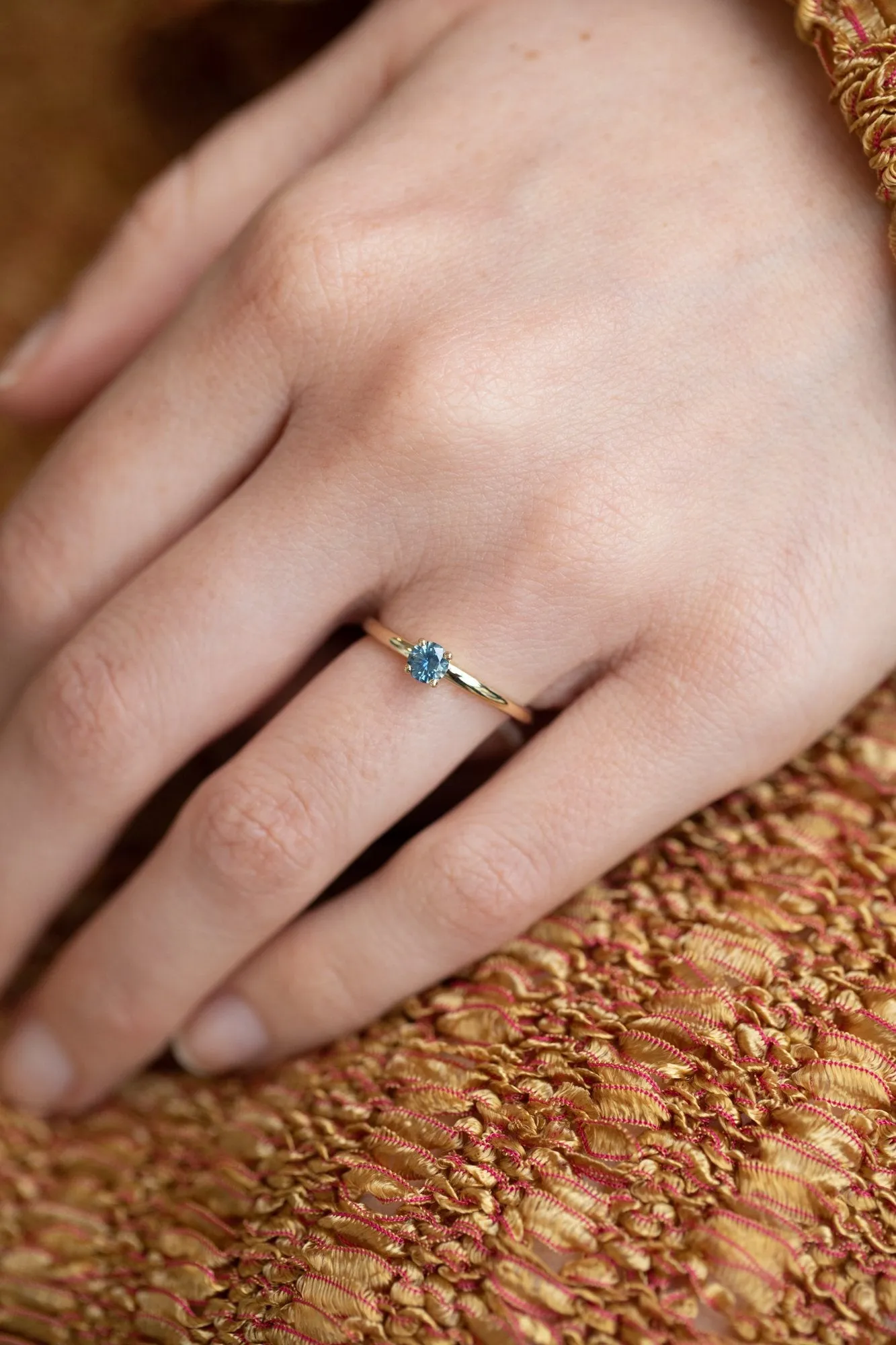 Solitaire Ring in 14k Fairmined Gold with Montana Sapphire