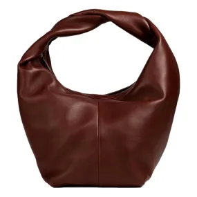 Valentino Garavani Roman Stud Brown Leather Large Hobo Shoulder Bag