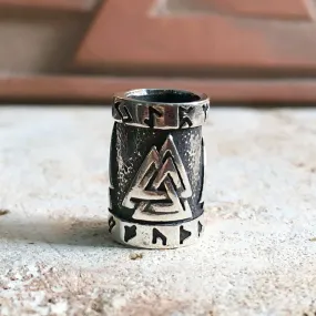 Valknut & Runes Bead - Sterling Silver